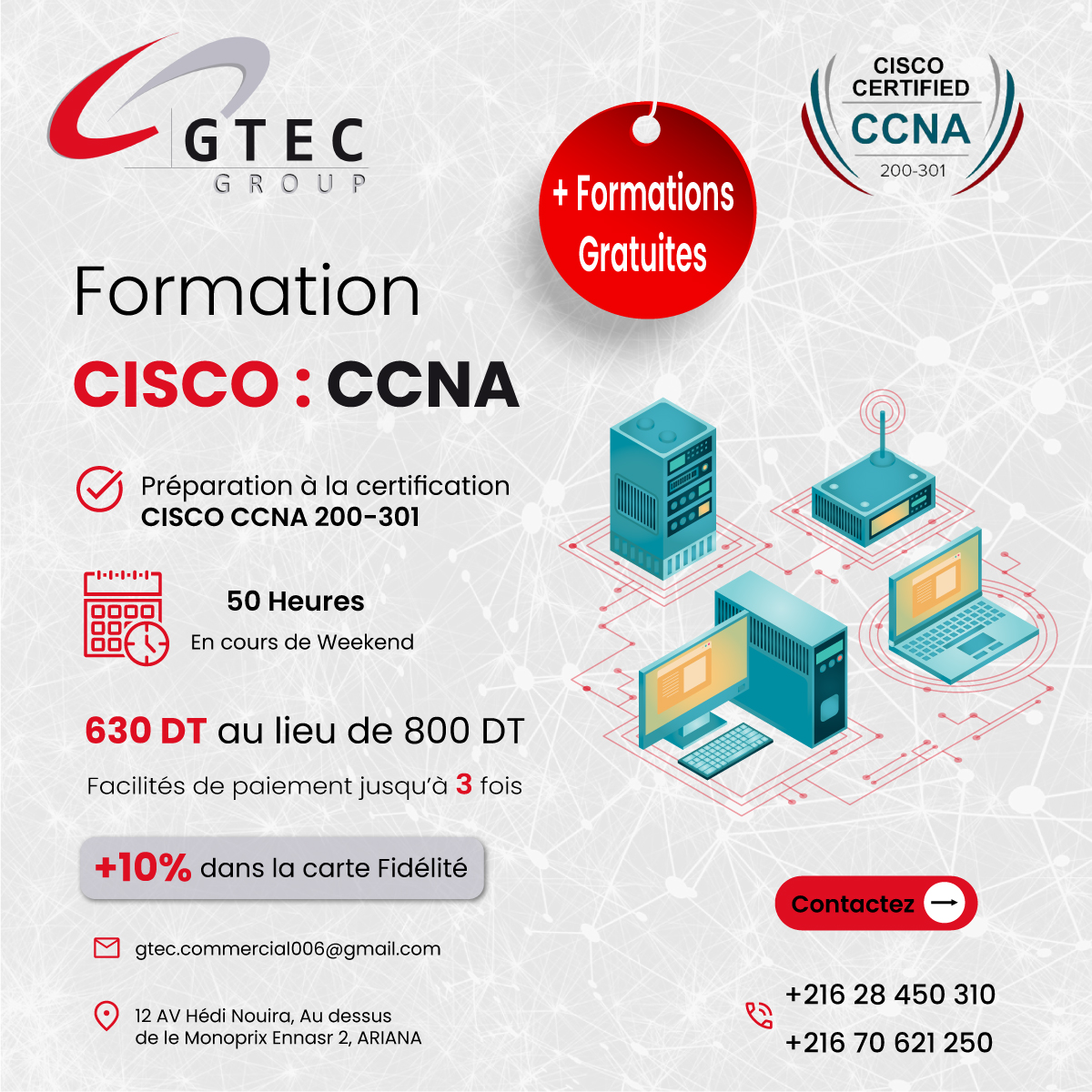 Ariana Ville Cite Ennasr 2 En groupe Autre Formation cisco ccna 200 301